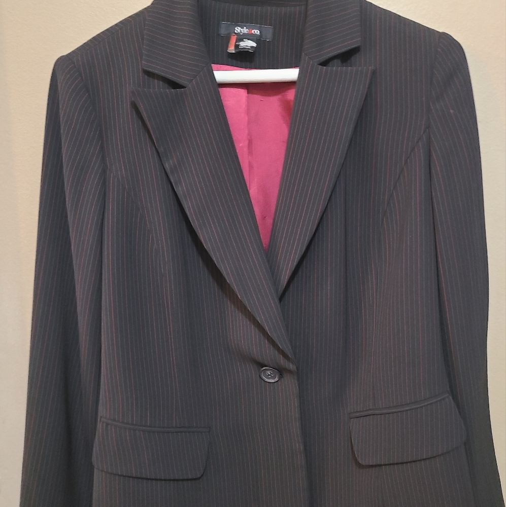 2pc Blazer - Black and Pinkstripe Suit